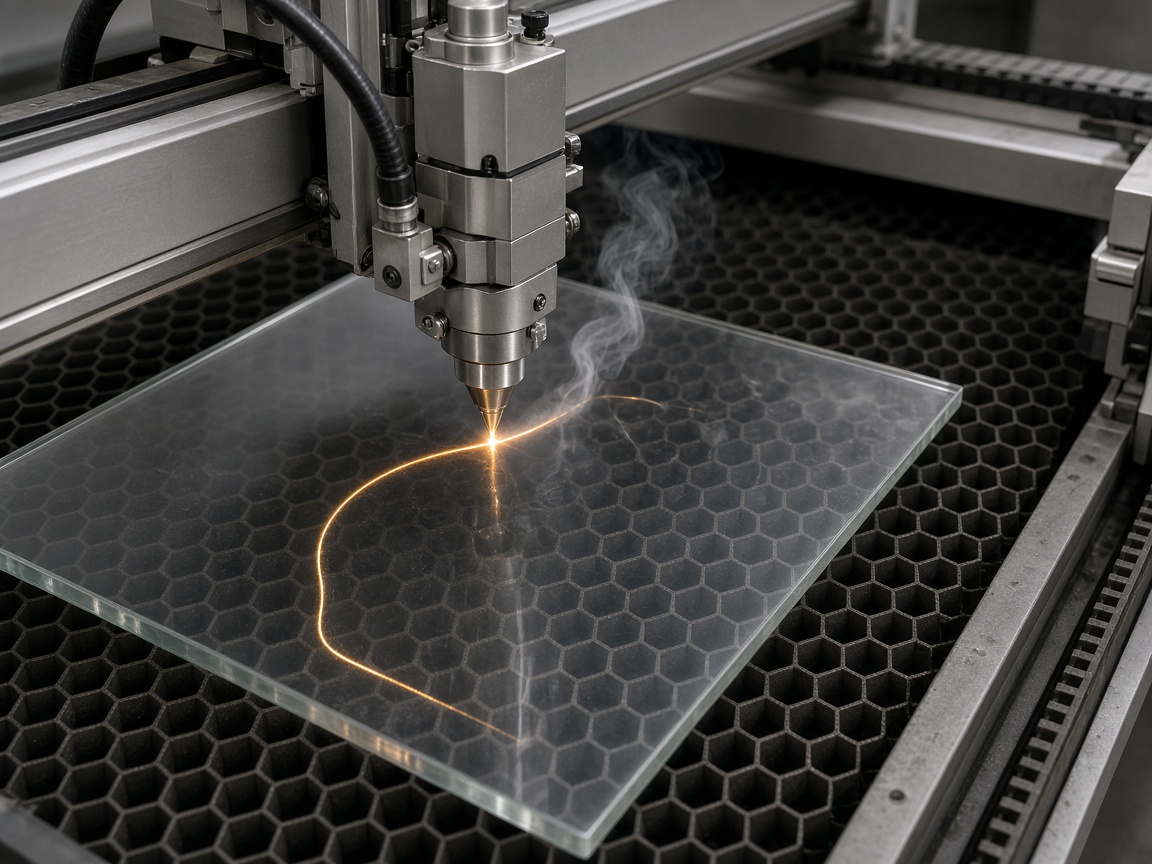 Laser cutting a clear plastic sheet